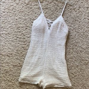 White Crochet Romper